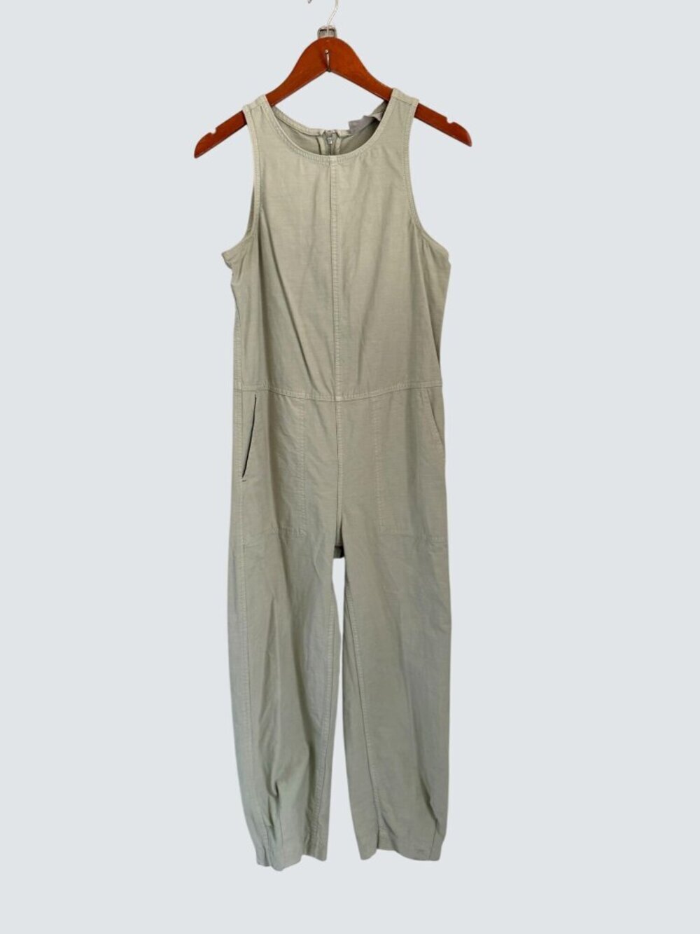 Everlane Womens Organic Cotton Sleeveless Jumpsuit Size 2 Sage Green